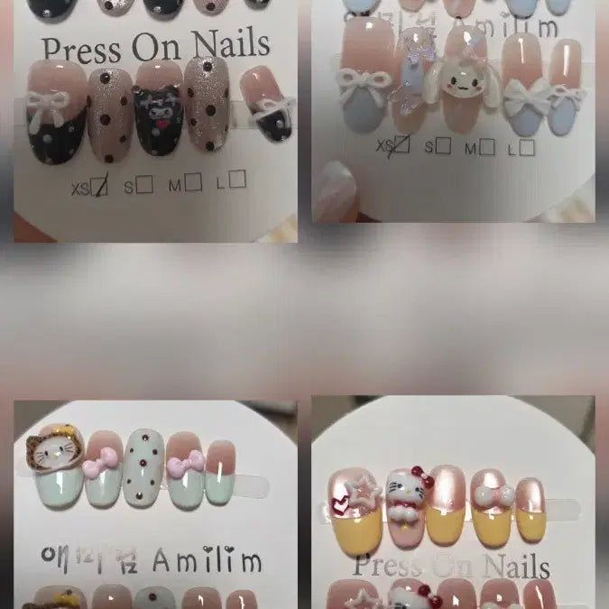[BUNJANG] XS Size Nail Tips Bundle (Hello Kitty, Cinnamonroll, Kuromi, Magnetic, Glitter) / XS사이즈 네일팁 일괄 처분해요! (키티,시나,쿠로,자석,글리터)