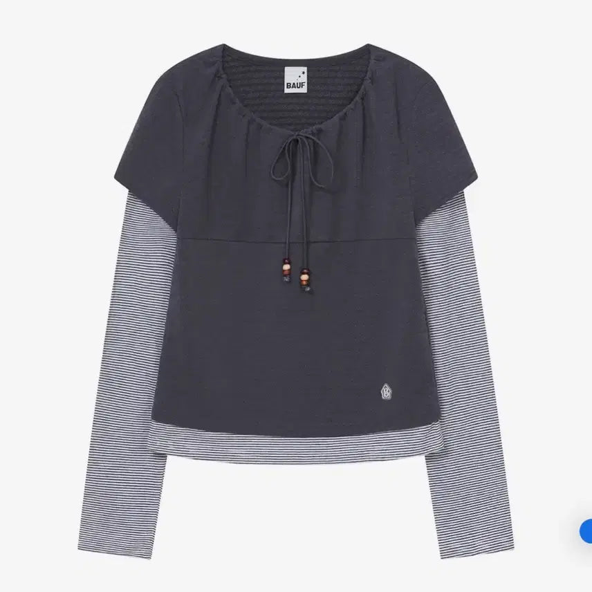 [BUNJANG] BEOOP Shirring Layered Long Sleeve Charcoal / 비우프 셔링 레이어드 롱슬리브 차콜