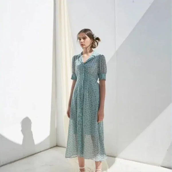 [BUNJANG] Vem:Ver Flower Mint Long Dress S / vem: ver 벰버  플라워 민트 롱 원피스 s