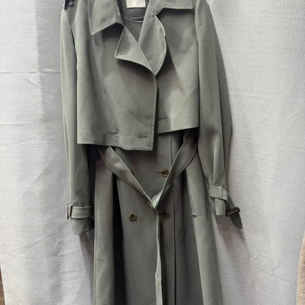 [BUNJANG] She's Miss 2-Way Detachable Layered Trench Coat / 쉬즈미스 2way 분리형 레이어드 트렌치코트 (55~66)
