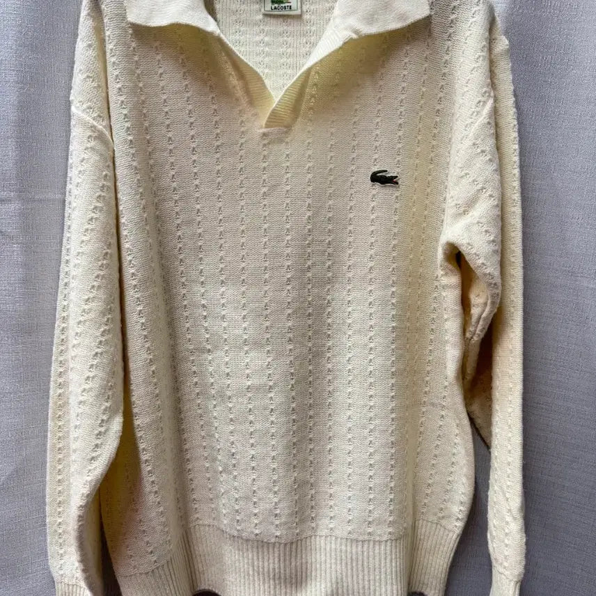 [BUNJANG] Lacoste 90s Open Collar Vintage Knit (Size 100) / 90's 서광 라코스테 오픈 카라 빈티지 니트 (100)