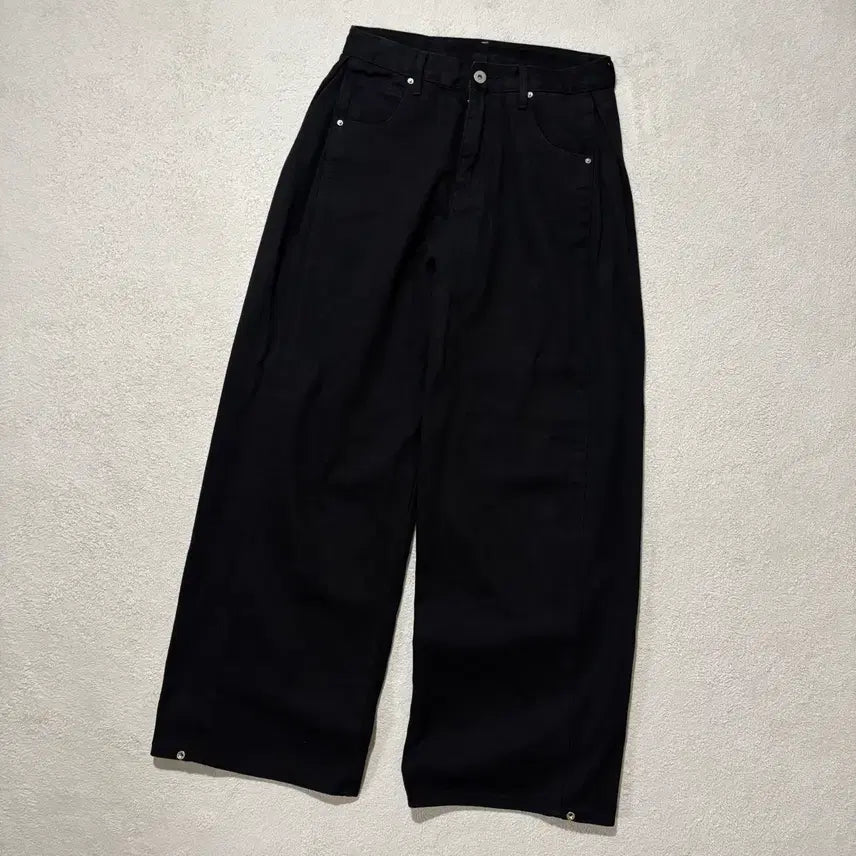 [BUNJANG] Black Wide Pants Cotton Denim / 보세 블랙 와이드팬츠 면 흑청바지