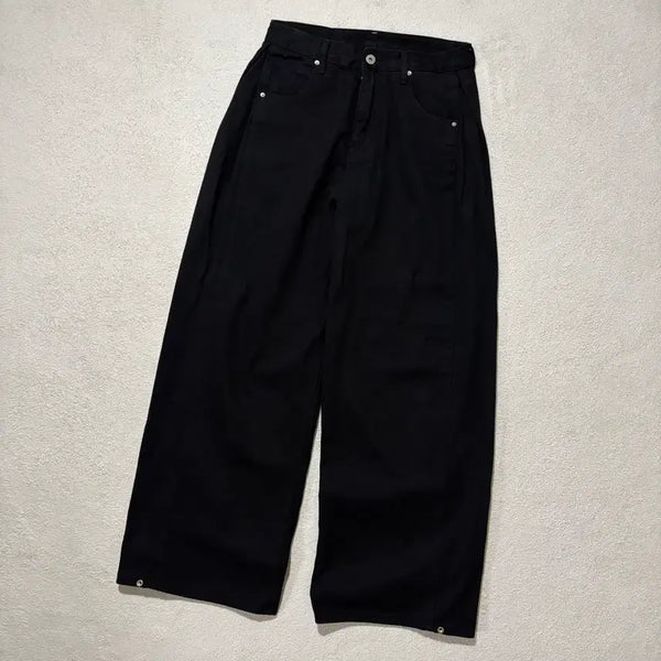 [BUNJANG] Black Wide Pants Cotton Denim / 보세 블랙 와이드팬츠 면 흑청바지