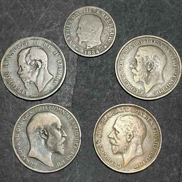 [BUNJANG] 19th-20th Century European Coin Collection Set (France/Italy/UK Penny) / 19-20세기 유럽 고동전 5점 세트 (프랑스/이탈리아/영국 페니)