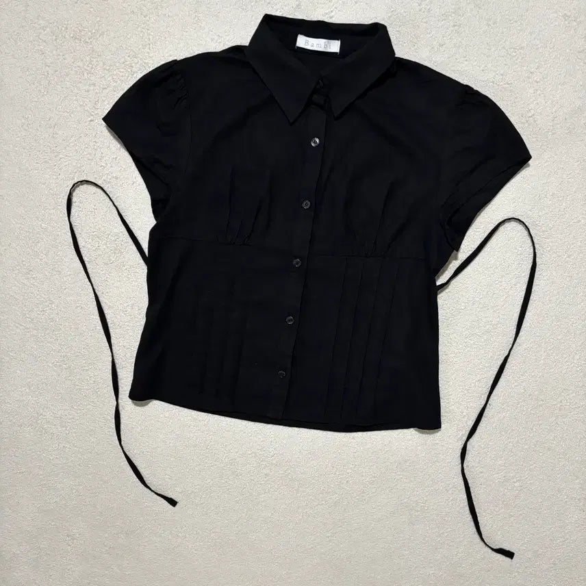 [BUNJANG] Black Short Sleeve Blouse / 보세 블랙 반팔 블라우스