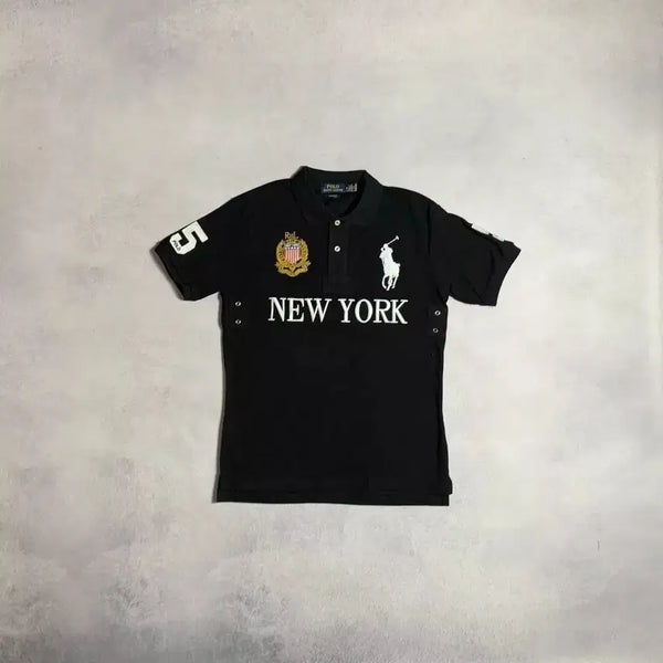 [BUNJANG] Polo Ralph Lauren New York Short Sleeve Polo Shirt Black / 폴로 랄프로렌 뉴욕 반팔 카라티 블랙