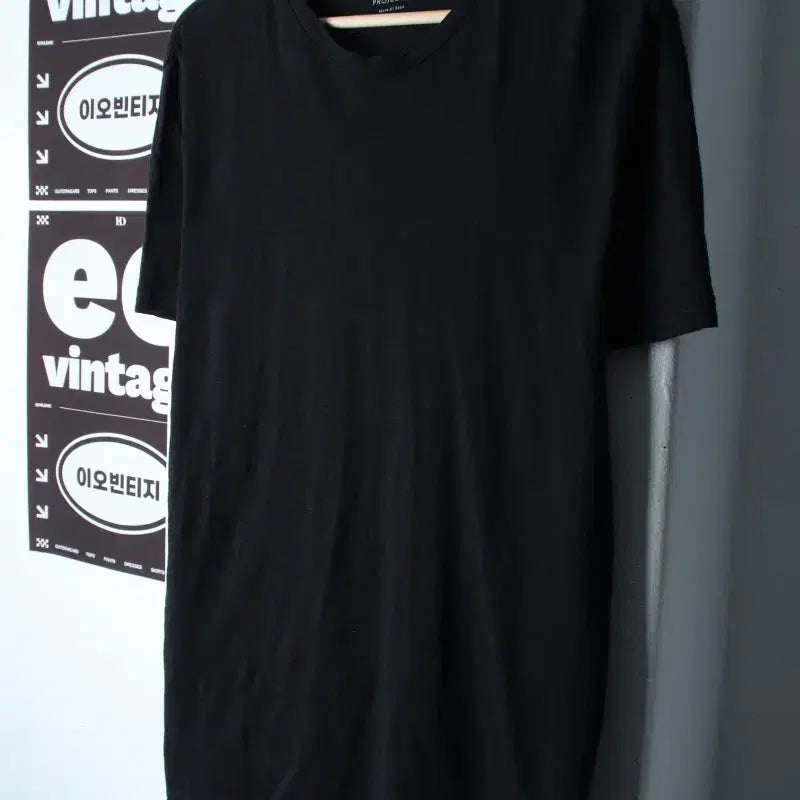 [BUNJANG] Project M Basic Short Sleeve T-Shirt Black / (L-XL) 프로젝트엠 반팔 티셔츠 무지 블랙 경량 시원-H34622