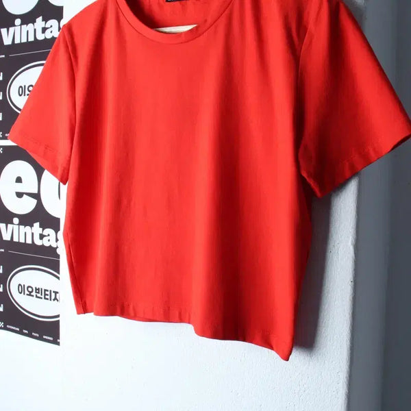 [BUNJANG] Zara Red Plain Cropped T-Shirt (XL) / W(XL) 자라 반팔 티셔츠 크롭 무지 레드-H34630