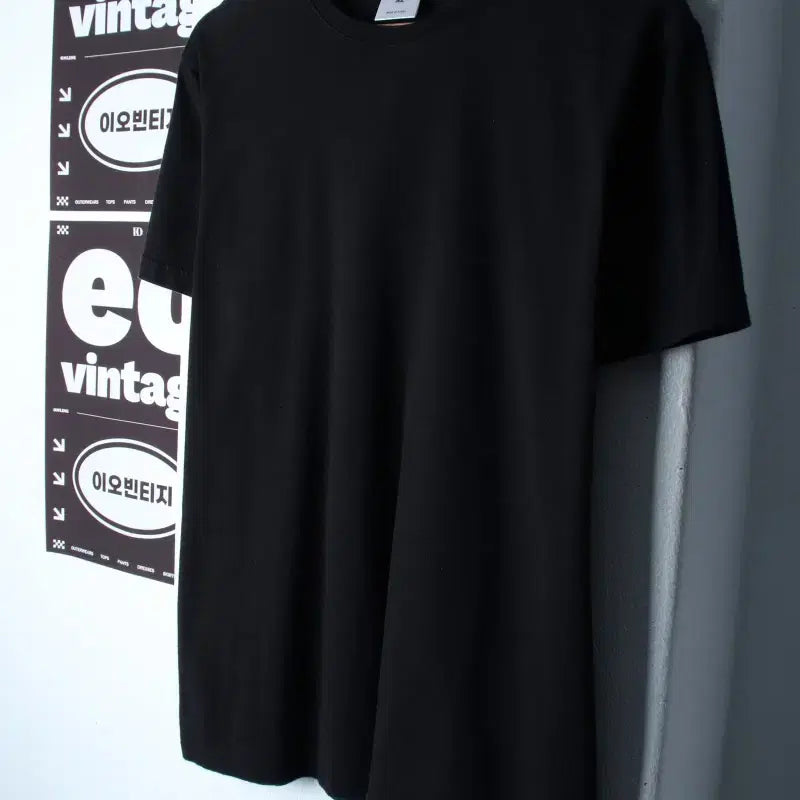 [BUNJANG] Oversized Hugbon Short-Sleeve T-Shirt, Muscle Fit, Plain Black (XL-2XL) / (XL-2XL) 허그본 반팔 티셔츠 머슬핏 무지 블랙-H34634