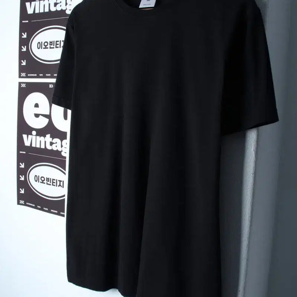 [BUNJANG] Oversized Hugbon Short-Sleeve T-Shirt, Muscle Fit, Plain Black (XL-2XL) / (XL-2XL) 허그본 반팔 티셔츠 머슬핏 무지 블랙-H34634