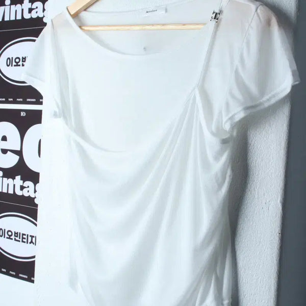 [BUNJANG] Urban Threads Layered Sheer White T-Shirt / W(F) 어반더스 반팔 티셔츠 레이어드 화이트 시스루-H34644