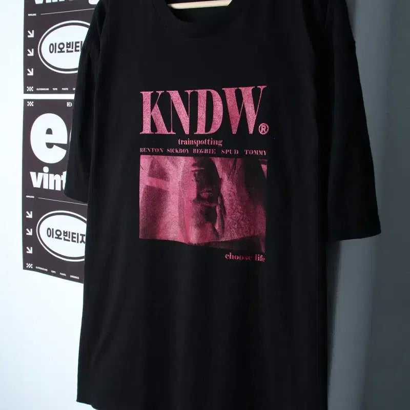 [BUNJANG] K-END Oversized Printed Short Sleeve T-Shirt Black Street / (L-XL) 케이엔드 반팔 티셔츠 오버핏 프린팅 블랙 스트릿-H34646