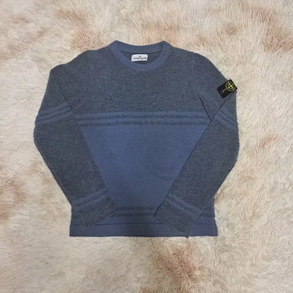 [BUNJANG] Stone Island Lambswool Crewneck Knit Blue Grey 12Y / 스톤아일랜드 램스울 크루넥 니트 12Y 주니어 / 성인 95~100 가능