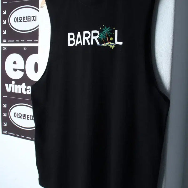 [BUNJANG] Barrel Hawaiian Short Sleeve T-shirt Sleeveless Black / (M-L) 배럴 반팔 티셔츠 민소매 나시 하와이안 블랙-H34650
