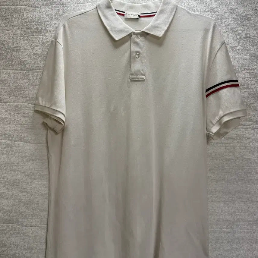 [BUNJANG] Moncler White Short Sleeve Polo T-Shirt / 몽클레어 반팔 카라티 흰색