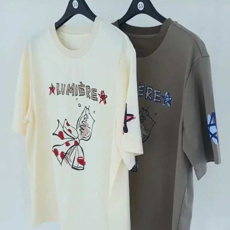 [BUNJANG] Lanvin Beaded & Printed Half Sleeve T-Shirt / (@땡처리)랑방 비즈 & 프린티드 하프 슬리브 티셔츠