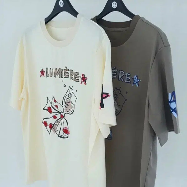 [BUNJANG] Lanvin Beaded & Printed Half Sleeve T-Shirt / (@땡처리)랑방 비즈 & 프린티드 하프 슬리브 티셔츠