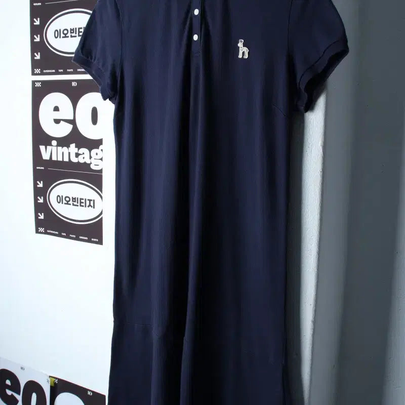 [BUNJANG] Hazzys Short Sleeve Polo T-Shirt Dress Navy / W(L) 헤지스 반팔 카라 티셔츠 원피스 드레스 네이비-H34670