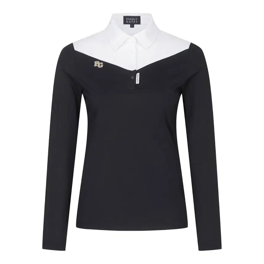 [BUNJANG] PEARLY GATES Women's Chevron Color Mix Cooling T-Shirt / 파리게이츠 여성 쉐브론컬러 믹스카라냉감 티셔츠 0(55~55반)