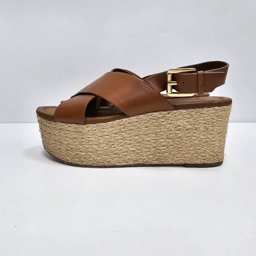 [BUNJANG] Michael Kors Women's Leather Wedge Sandals - US 6.5 (235) - Brown / 마이클코어스 가죽 웨지 샌들 / 여 6.5M (235) 브라운