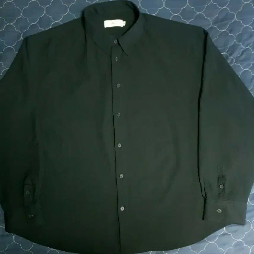 [BUNJANG] Deep House Seersucker Oversized Long Sleeve Shirt Black (L) / 딥하우스 시어서커 오버사이즈 긴팔 셔츠 블랙 (L)
