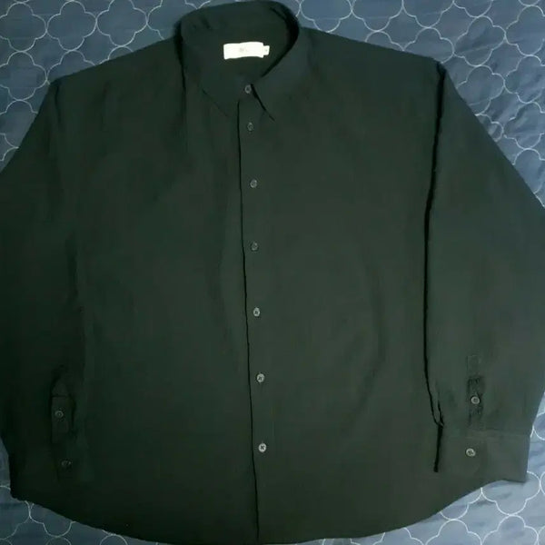 [BUNJANG] Deep House Seersucker Oversized Long Sleeve Shirt Black (L) / 딥하우스 시어서커 오버사이즈 긴팔 셔츠 블랙 (L)