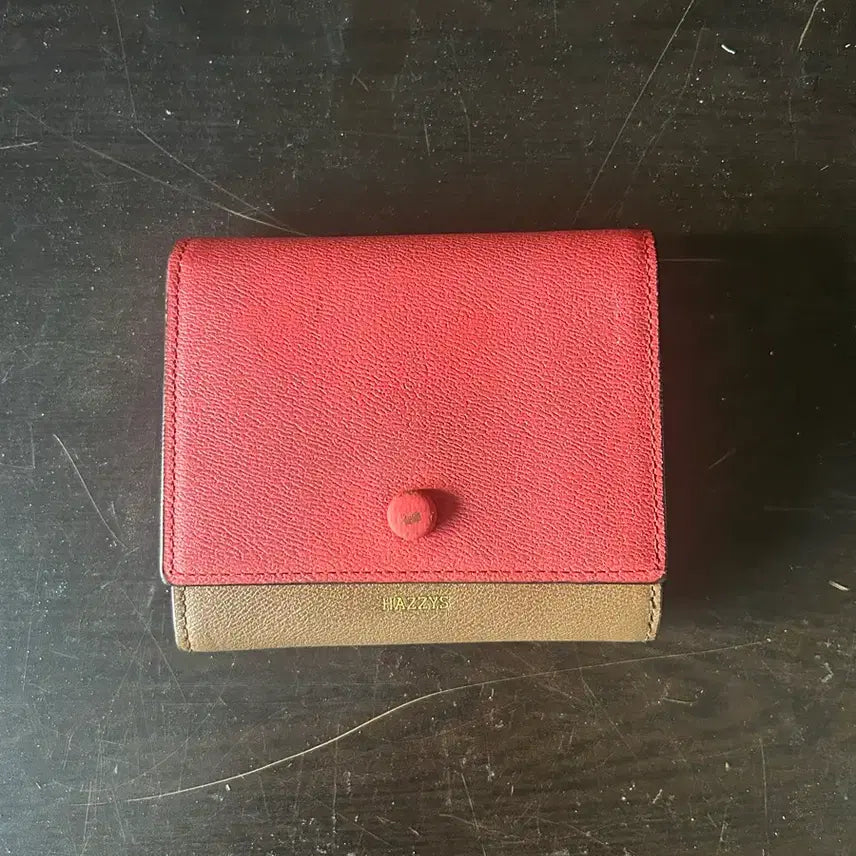 [BUNJANG] Hazzys Bi-fold Wallet Red/Brown / 헤지스 반지갑 레드/브라운