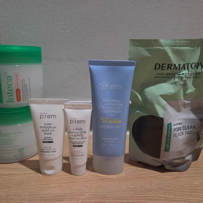 [BUNJANG] Make P:rem, Dermatory, Hyaluronic Acid, Sun Cream, Cleansing Pads Bundle Set / 메이크프렘 패드 선크림 더마토리패드(새제품) 일괄판매