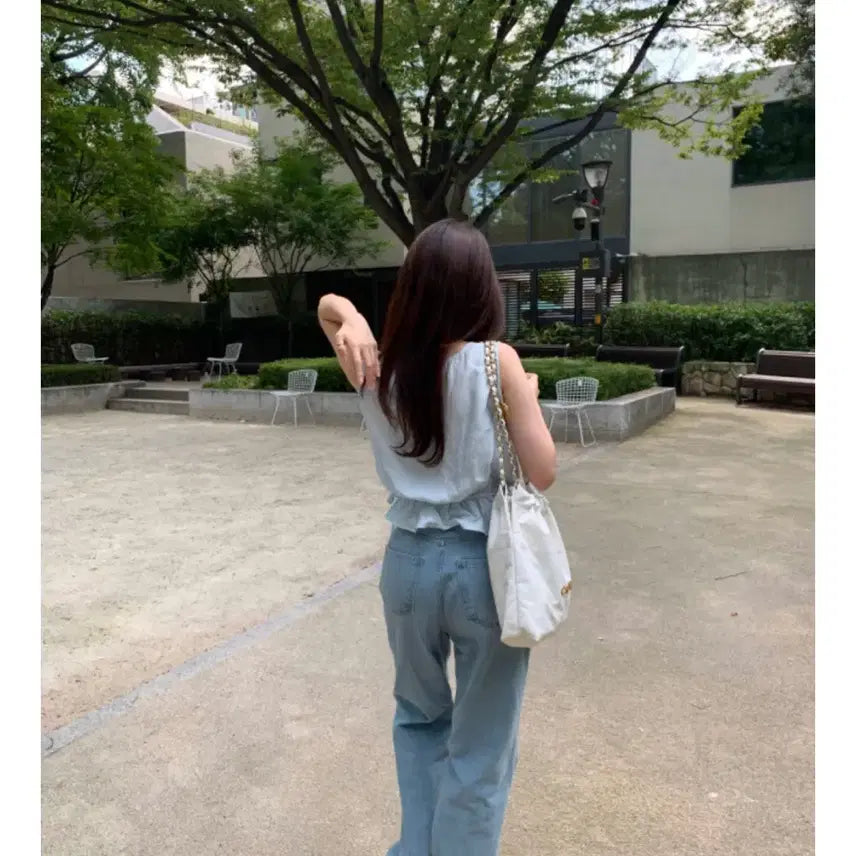 [BUNJANG] Lazy Society Montana Blouse (Light Blue) / 레이지샵 몬타나 블라우스