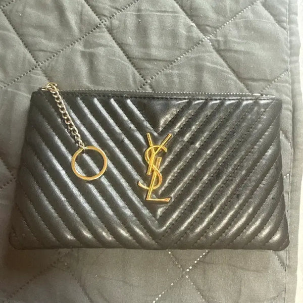 [BUNJANG] Saint Laurent Cassandre Matelassé Key Pouch Black Gold / 생로랑 카산드르 마틀라세 키 파우치