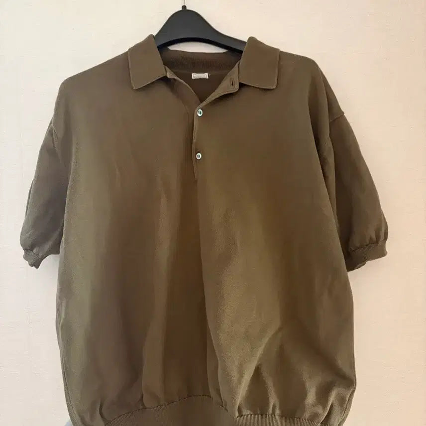 [BUNJANG] A.presse Collar T-shirt Size 3 Khaki / 아프레쎄 카라티 사이즈3 a.presse