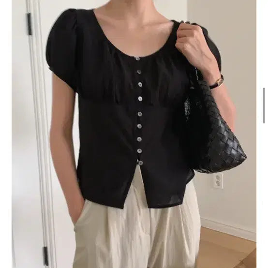 [BUNJANG] Creme Black Blouse / 크렘므 블라우스 블랙