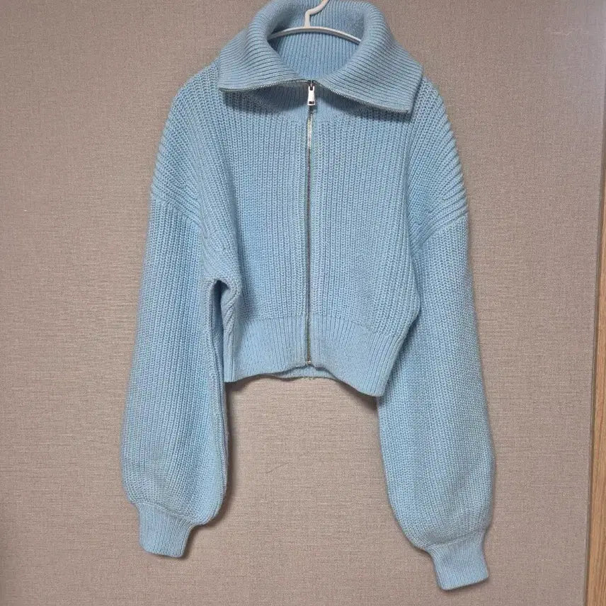 [BUNJANG] Zara Blue Balloon Sleeve Knit Cardigan / 자라 니트 가디건