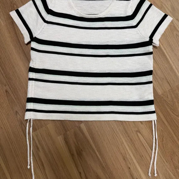 [BUNJANG] Stripe Short Sleeve Knit (New) / 스트라이프 반팔 니트(새상품)
