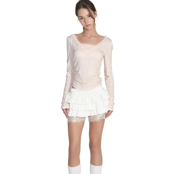 [BUNJANG] Clexia Vivienne Ballet Lace Top Pink / 클리시어 비비안 발레 레이스탑 핑크