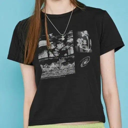[BUNJANG] Nasty Fancy Club Petrichor Crop T-Shirt Black / 무신사 네스티팬시클럽 페트리코 크롭 반팔티 블랙