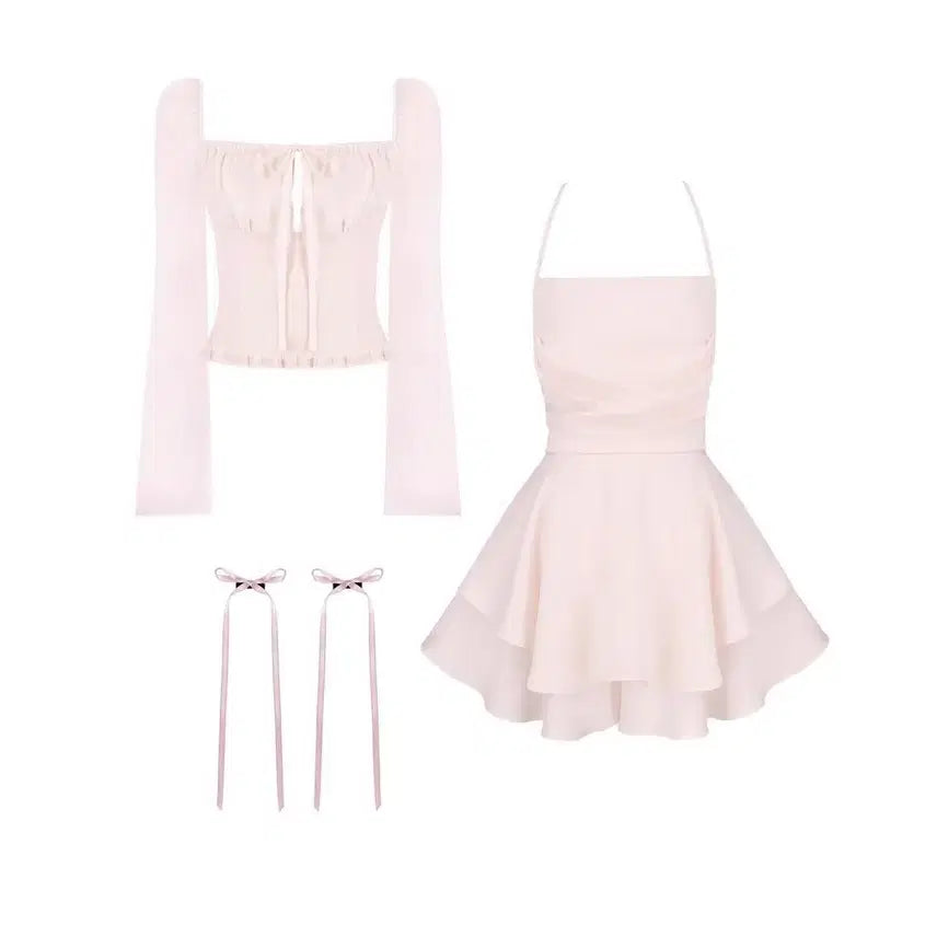 [BUNJANG] Clishere Romantic Satin Backless Dress Pink / 클리시어 로맨틱 새틴 백리스 원피스 핑크