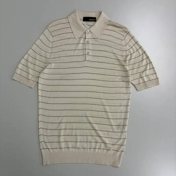 [BUNJANG] Lardini Striped Polo Knit / [정품] 라르디니 반팔 폴로 니트