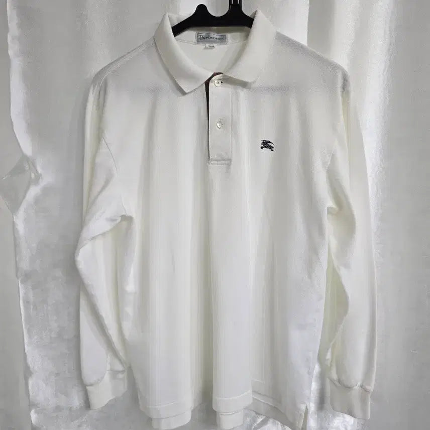[BUNJANG] Burberry Long Sleeve Polo Shirt White / 버버리 롱슬리브 폴로셔츠 화이트 (2272)