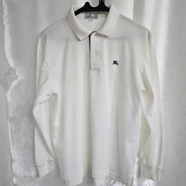 [BUNJANG] Burberry Long Sleeve Polo Shirt White / 버버리 롱슬리브 폴로셔츠 화이트 (2272)