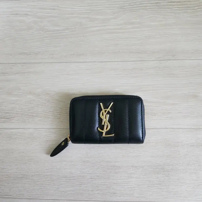 [BUNJANG] Saint Laurent YSL Gold Logo Black Cardholder / 입생로랑 YSL 금장 로고 블랙 카드지갑