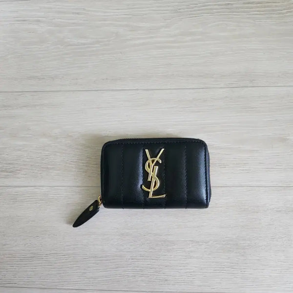 [BUNJANG] Saint Laurent YSL Gold Logo Black Cardholder / 입생로랑 YSL 금장 로고 블랙 카드지갑