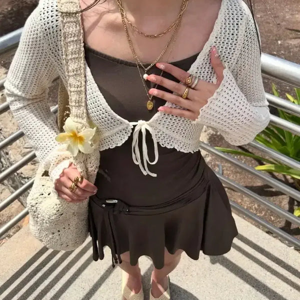 [BUNJANG] Bershka Cropped Cardigan & Mini Dress Set / 버쉬카 어반아웃피터스 위드진 브랜디멜빌 섭듀드 핀터레스트 원피스코디세트