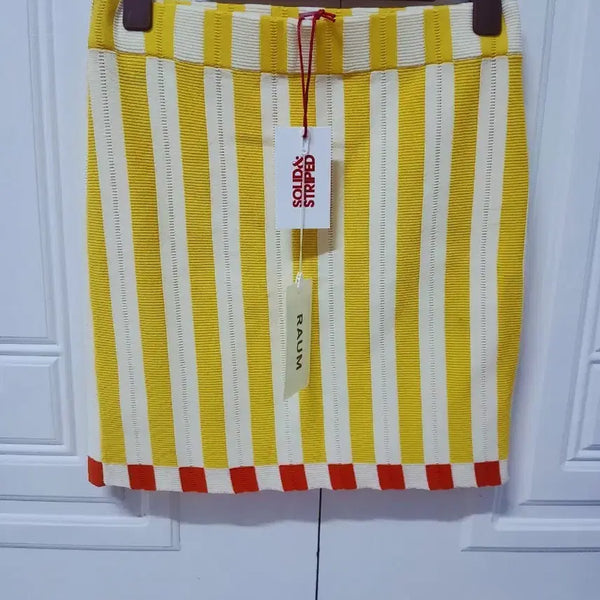 [BUNJANG] Solid & Striped Knit Skirt Yellow / 솔리드앤스트라이프 니트 스커트 옐로우