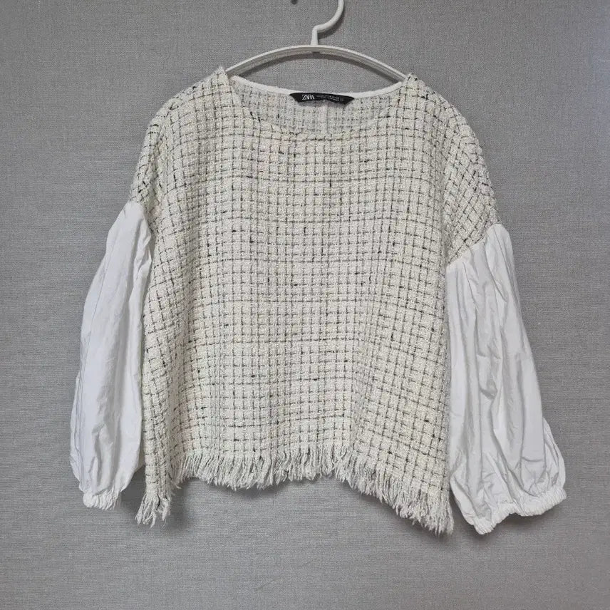 [BUNJANG] Zara Tweed Colorblock Blouse / 자라 트위드 배색 블라우스