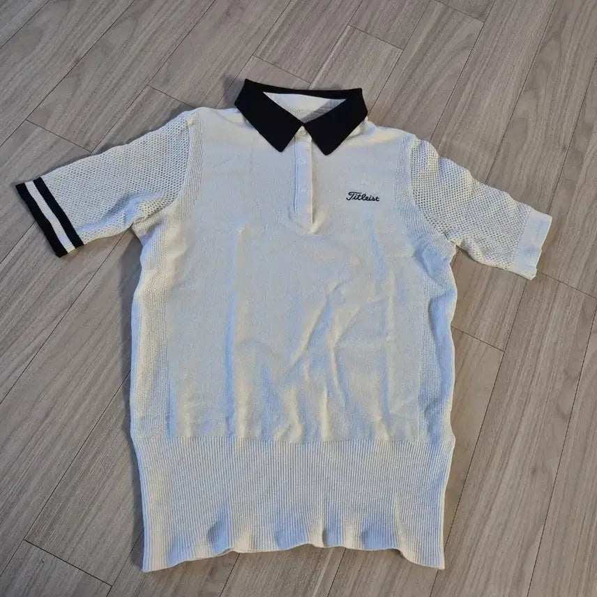 [BUNJANG] Titleist Women's Short Sleeve Knit Polo Shirt - White / 타이틀리스트 골프웨어 반팔 니트 화이트