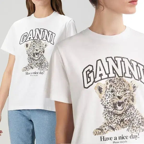 [BUNJANG] GANNI Leopard Short Sleeve T-Shirt / 가니  레오파드 반팔 티셔츠