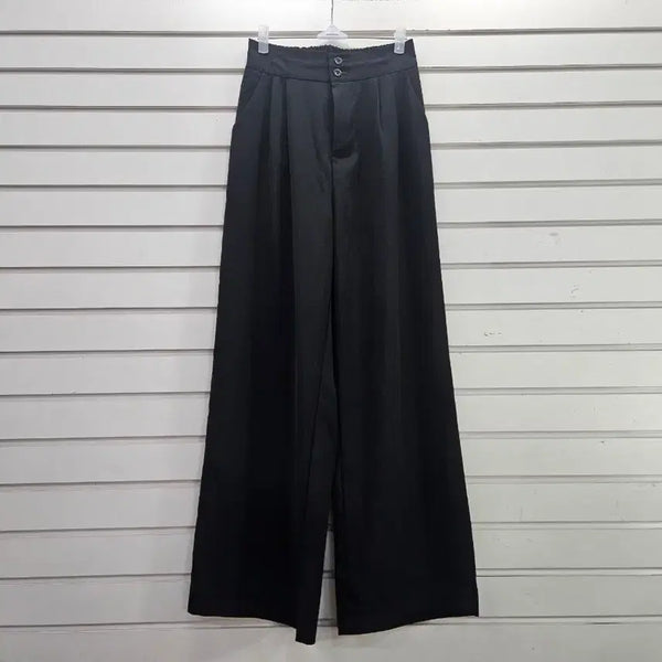 [BUNJANG] Treasure Angel Black Front Pleat Wide Women's Banding Pants (Spring/Summer) / 블랙  앞주름포인트 춘하용 와이드 여성밴딩바지/보물찾기천사