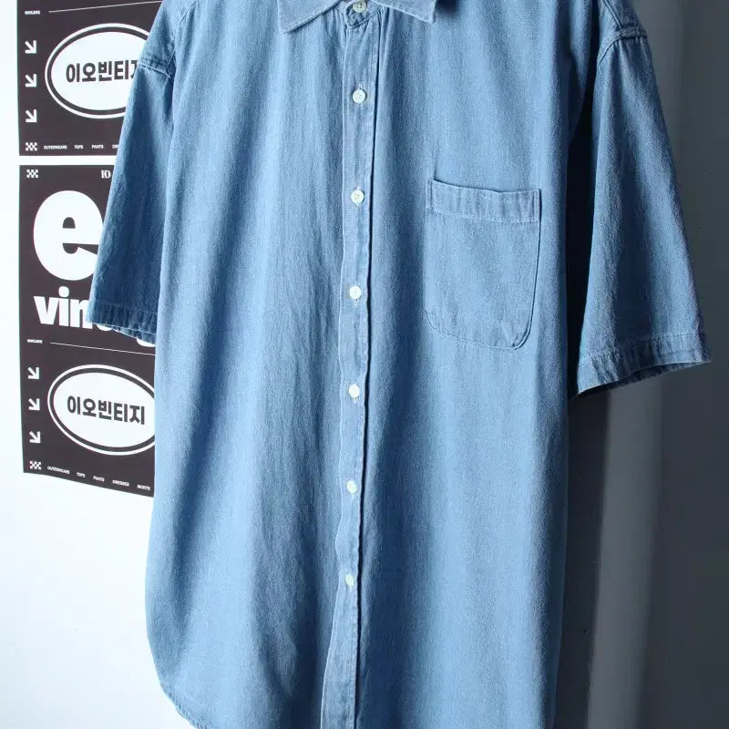[BUNJANG] 인더스트 Half Sleeve Collar T-Shirt Shirt / (XL-2XL) 인더스트 반팔 카라 티셔츠 셔츠 남방 데님-H34840