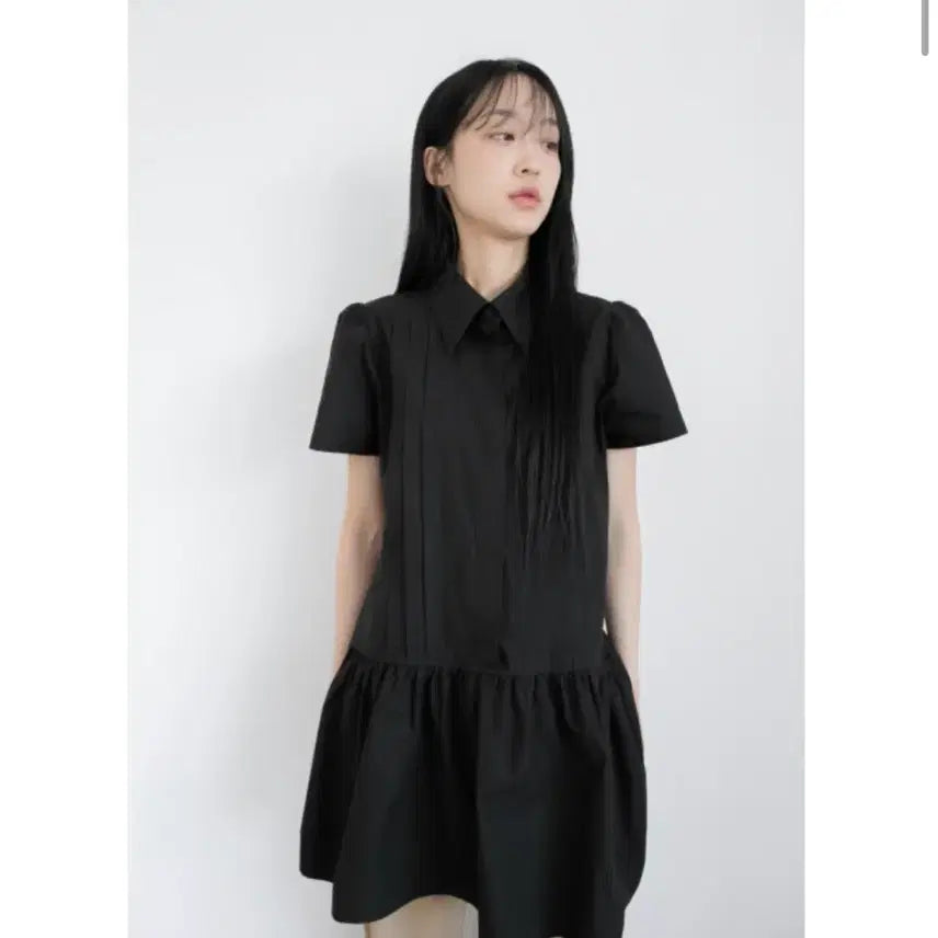 [BUNJANG] Omusuhi Half Pintuck Midi Dress Black / 오무수히 half pintuck midi onepiece 블랙